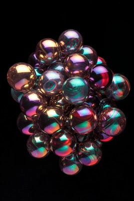 Cluster of Iridescent Metallic Bubbles