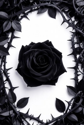 Black Rose in Thorn Circle