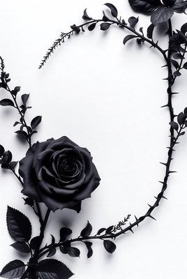 Black Rose with Thorns Circle