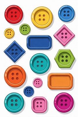 Colorful Cartoon Buttons Collection