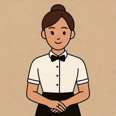 Woman in white shirt black bowtie