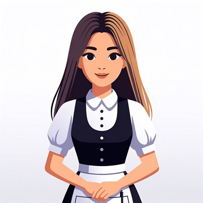 Asian woman in maid uniform