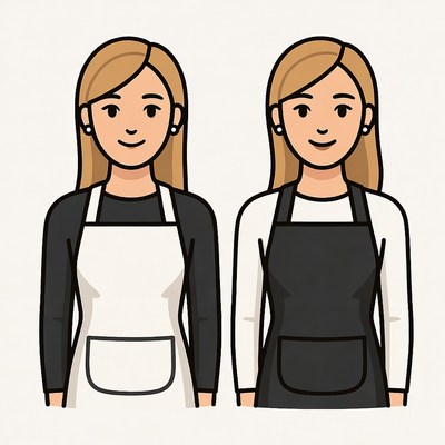 Two women wearing aprons