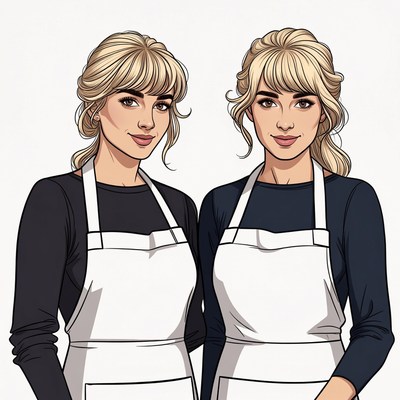 Two Blonde Women in Aprons