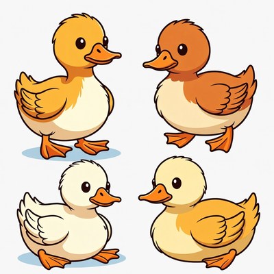 Cute Cartoon Ducklings Illustration