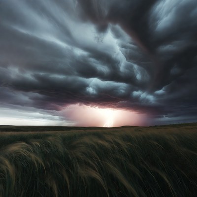 Dramatic thunderstorm over wheat field