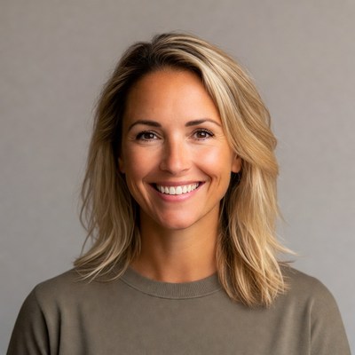 Smiling blonde woman portrait