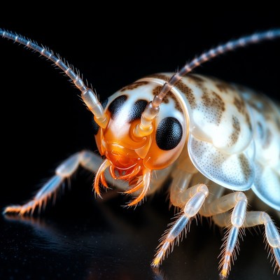Closeup of spotted orange roach
