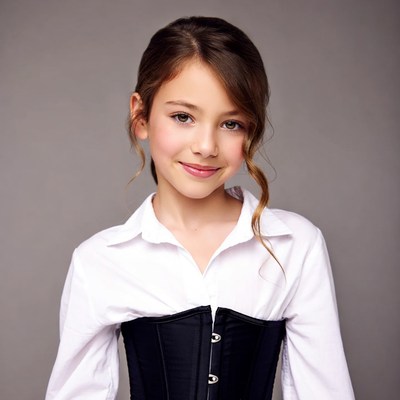 Girl in white shirt and black corset