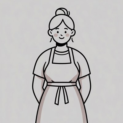 Woman wearing apron illustration