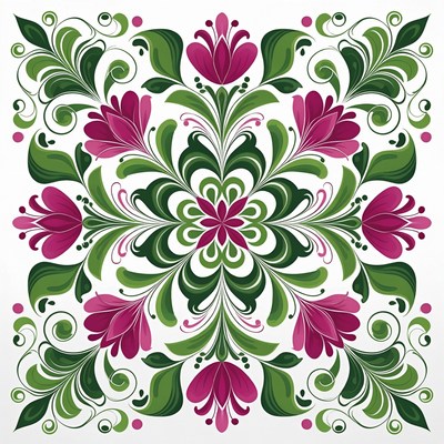 Green and Pink Floral Ornament