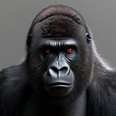 Gorilla with red glowing eyes