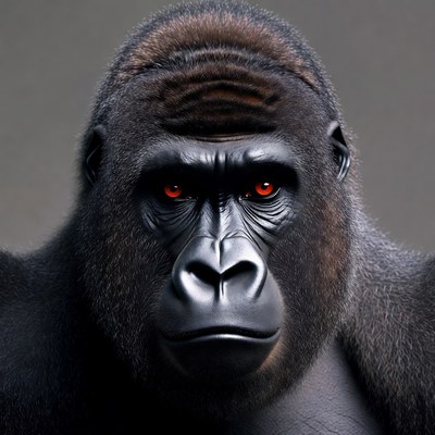 Gorilla with red eyes