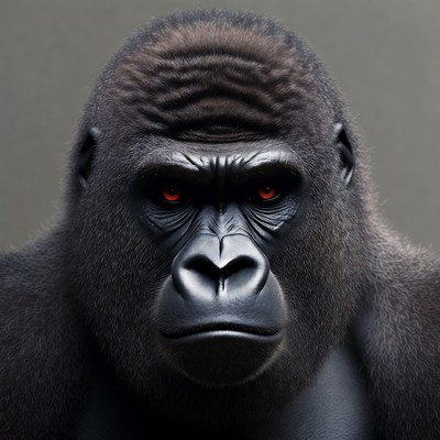 Close-up of gorilla with red eyes