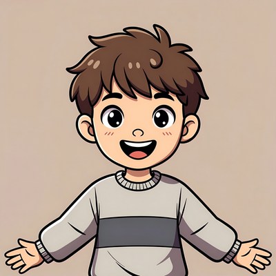 Happy cartoon boy with arms outstretched