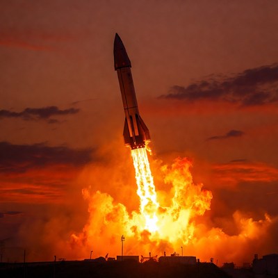 Rocket Launching at Sunset