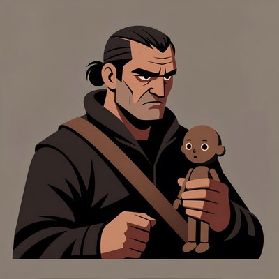 Man holding baby illustration