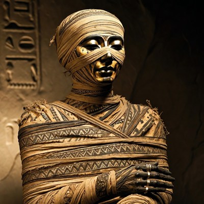 Ancient Egyptian Mummy Wrapped in Bandages