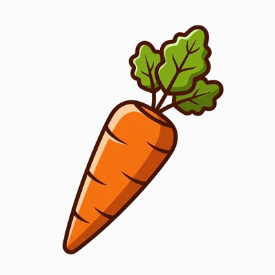Cartoon carrot with green leaves