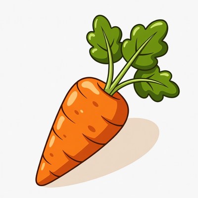 Cartoon carrot with green leaves