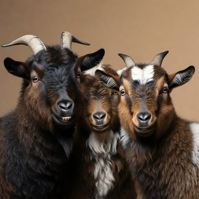 Three goats posing together