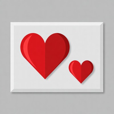 Large and Small Red Hearts Illustration