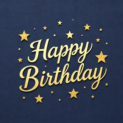 Golden Happy Birthday with Stars