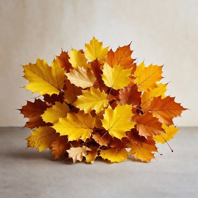 Bunch of Vibrant Autumn Maple Leaves