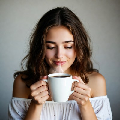 Woman sipping coffee from mug