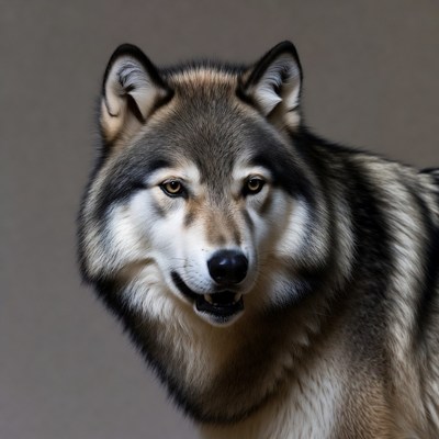 Gray wolf close-up portrait