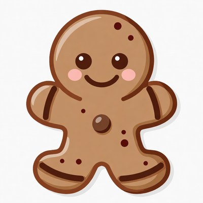 Cute smiling gingerbread man illustration