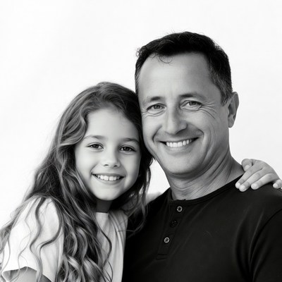 Smiling father and daughter portrait