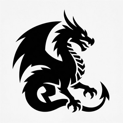 Black silhouette dragon illustration