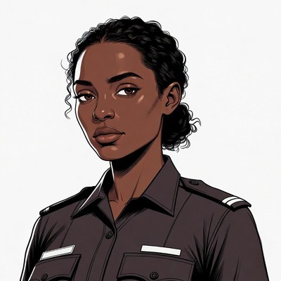 African-American woman in police uniform