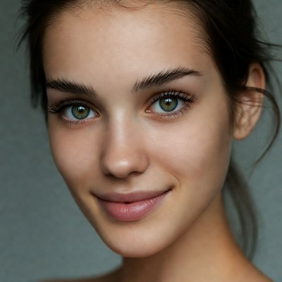 Beautiful woman with green eyes smiling