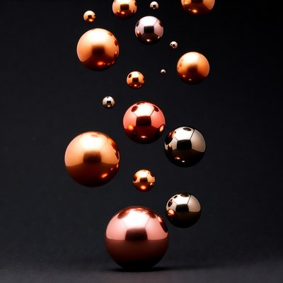 Floating Metallic Bronze Spheres
