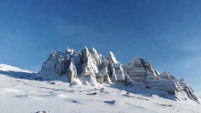 Snowy Jagged Mountains in Winter