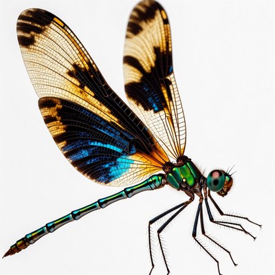 Colorful Dragonfly on White Background