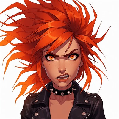 Angry woman with fiery red hair