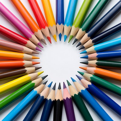 Colorful Pencils Arranged in Circle
