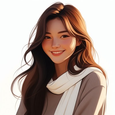 Asian woman smiling with scarf