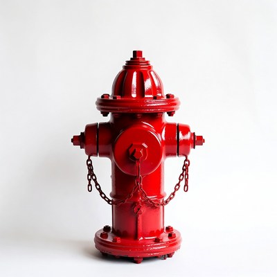 Red Fire Hydrant with Chains