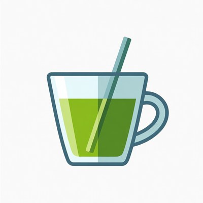 Green Juice Glass with Straw