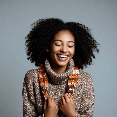 Smiling African-American woman in turtleneck