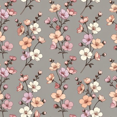 Pink Cherry Blossom Seamless Pattern