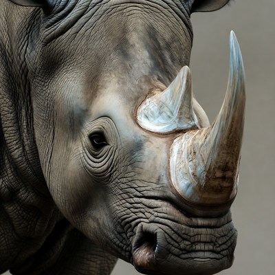 Close-up of white rhinoceros face
