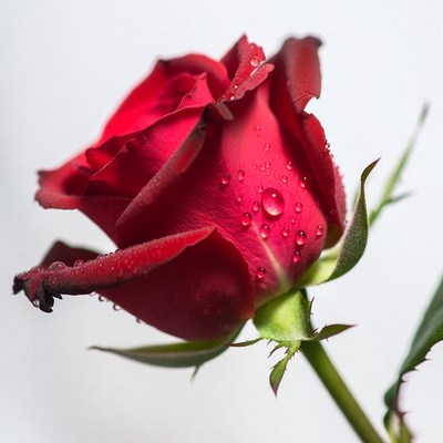 Red Rose with Water Droplets