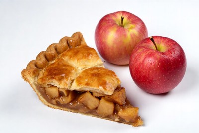 Apple Pie Slice with Red Apples