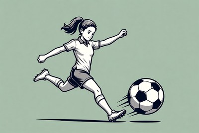 Girl kicking soccer ball illustration