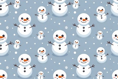 Snowmen Pattern on Blue Background